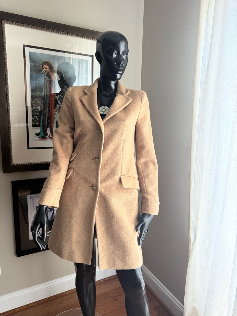 Lauren Ralph Lauren Camel Wool Blend Long Coat Size 6 Classic Tailored